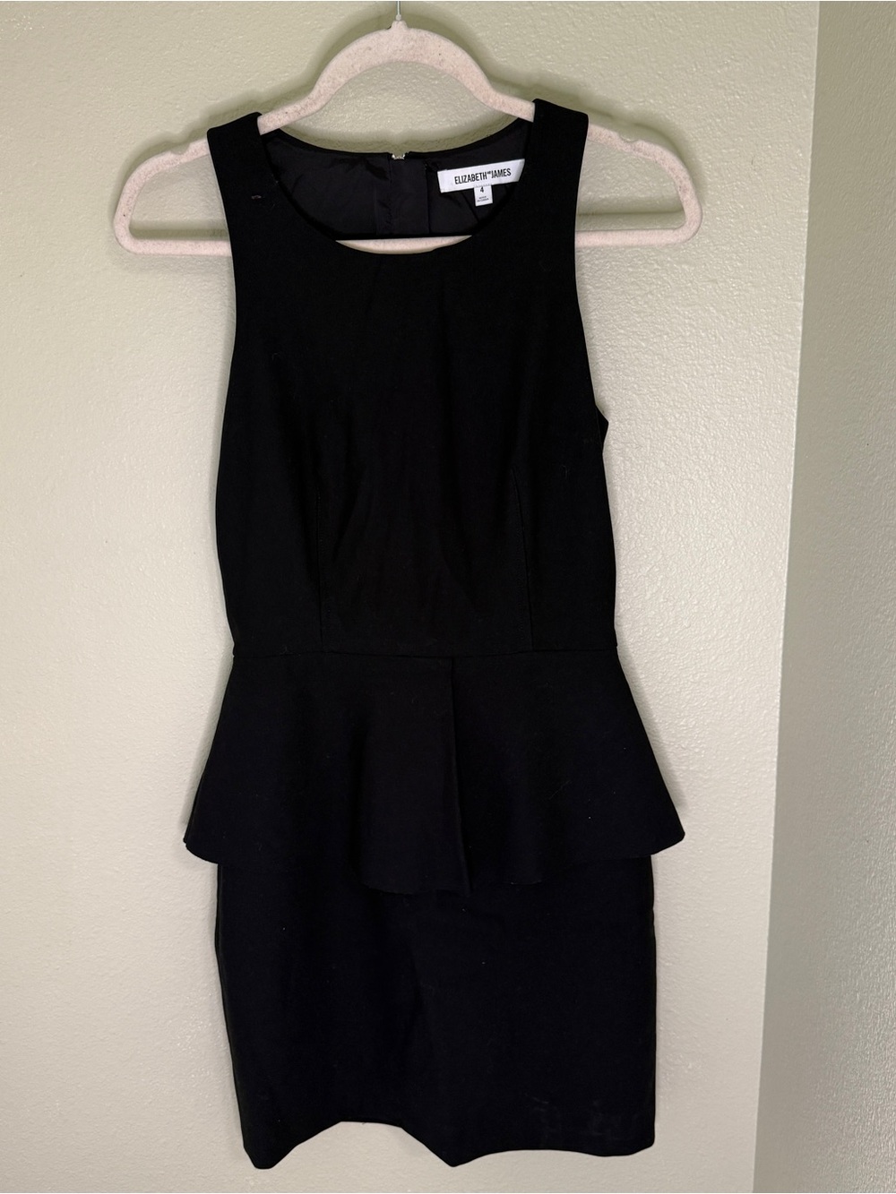 Elizabeth and James Black Sleeveless Peplum Sheath Dress